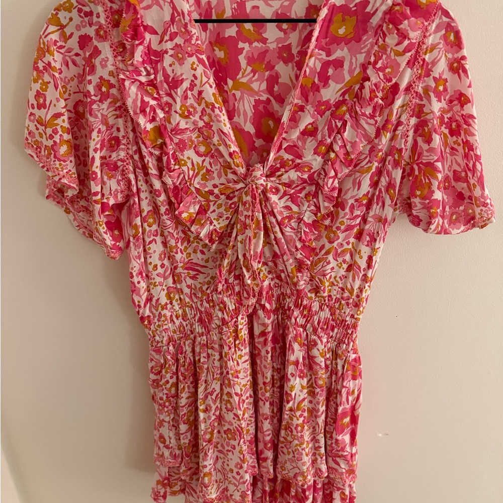 Floral Pink Ruffled Dress